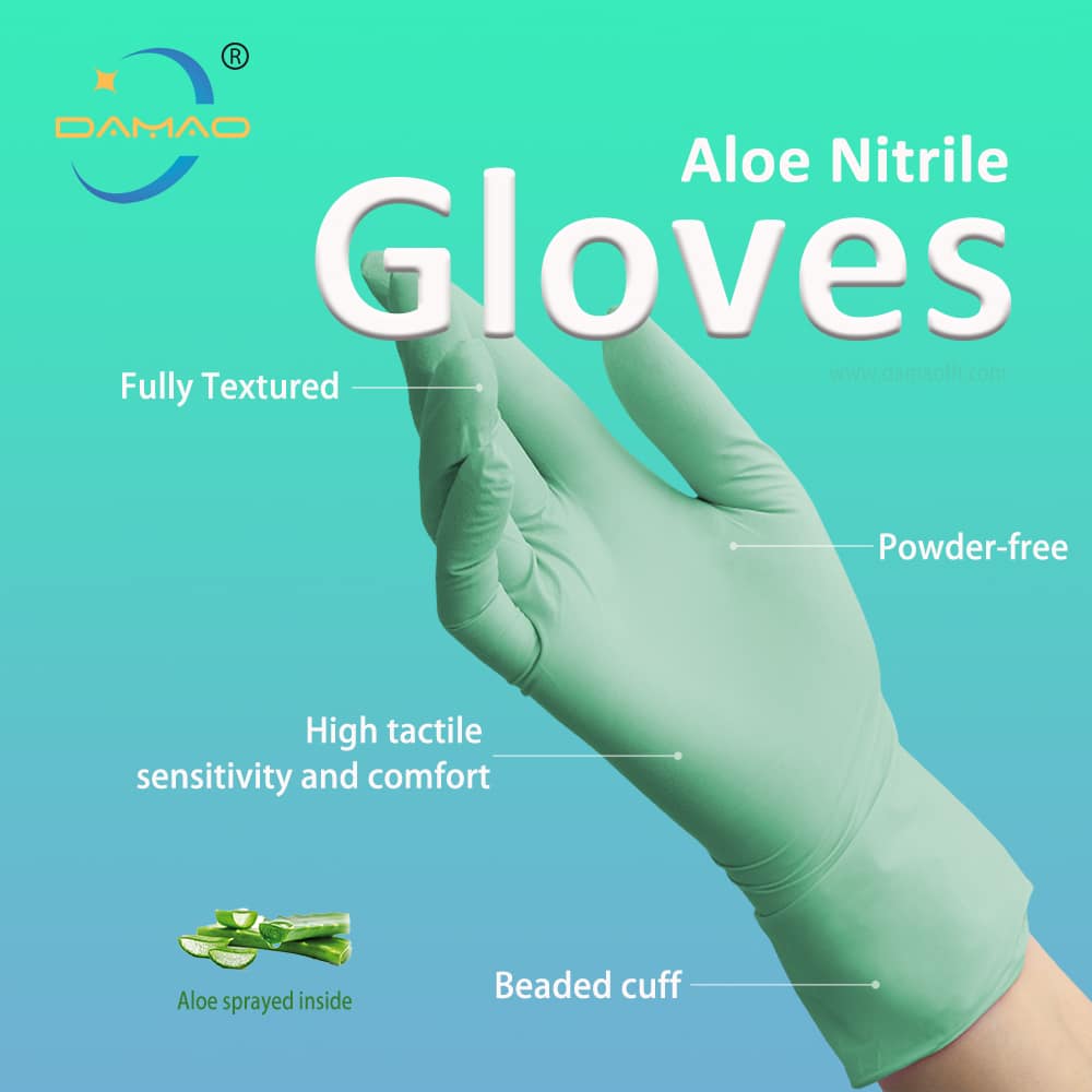 Disposable Aloe Nitrile Gloves