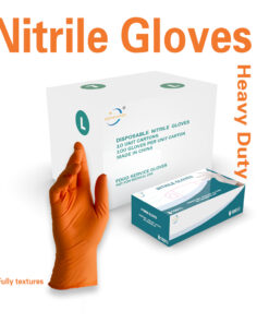Orange heavy duty nitrile gloves,6mil