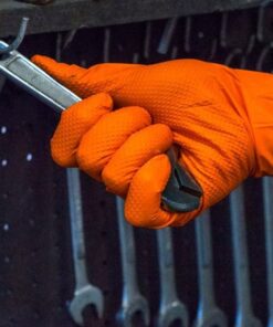 Orange nitrile gloves Diamond Texture