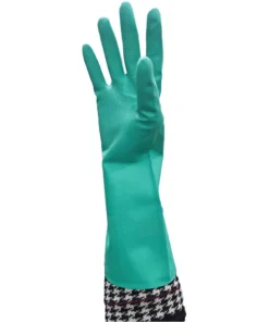 Industrial-Strength Green Flocklined Nitrile Gloves