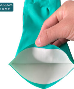 Green Flocklined Nitrile Industrial Glove