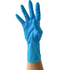 Blue Fish Scale Nitrile Gloves - 12 Inch, 8mil, Flocked Liner
