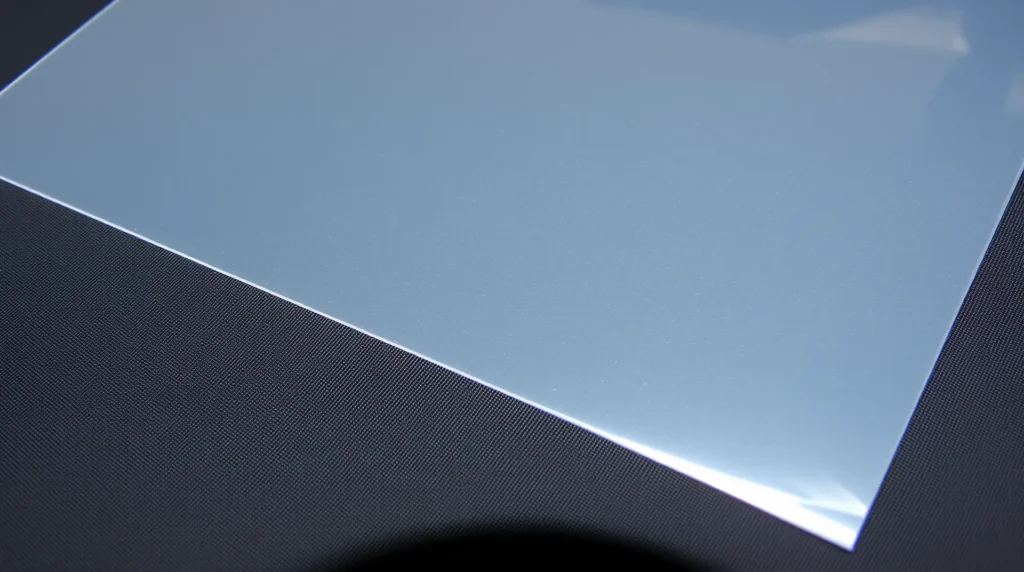 Closeup of a reflective surface on a dark background