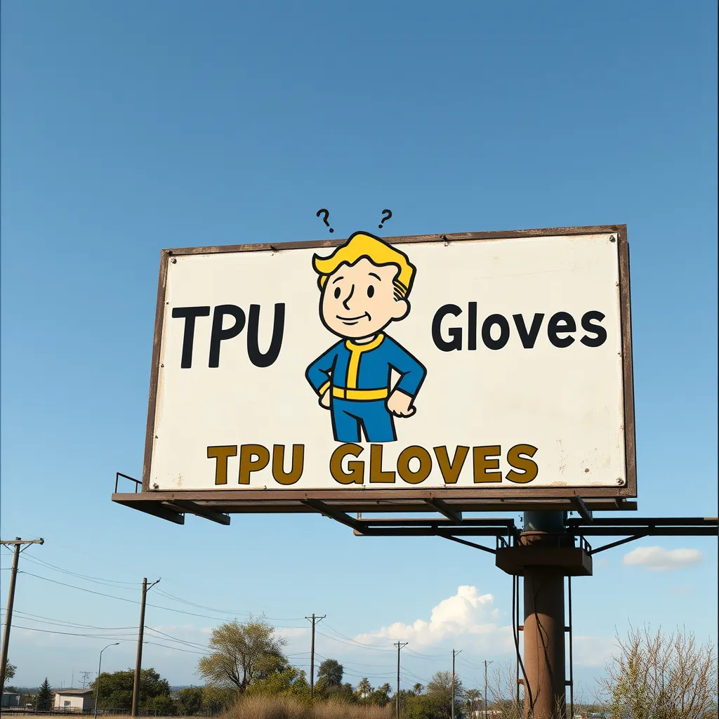 TPU Gloves billboard with cartoon character