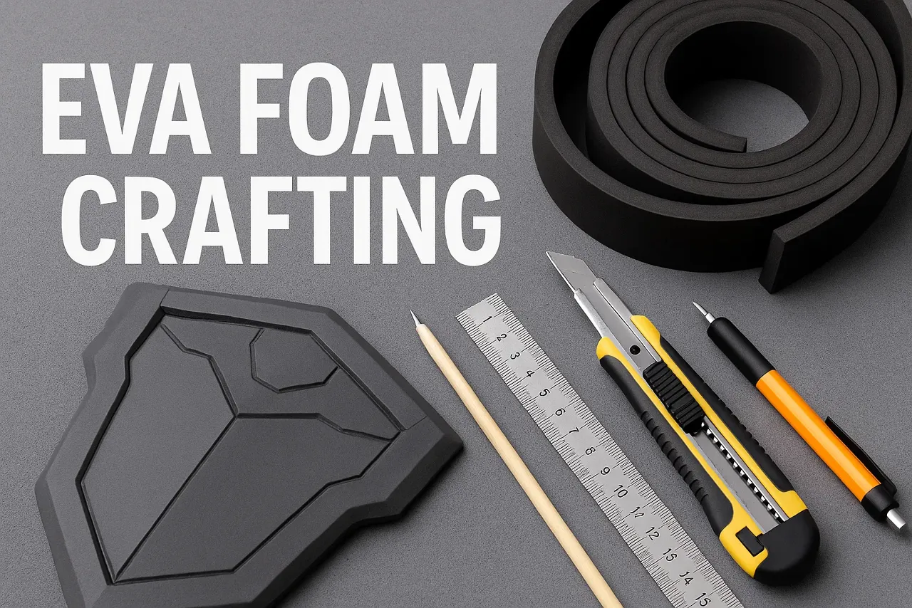 Crafting tools working on a sheet of EVA foam